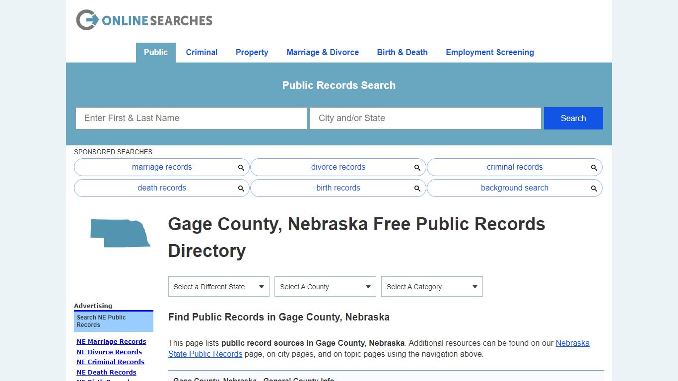Gage County, Nebraska Public Records Directory