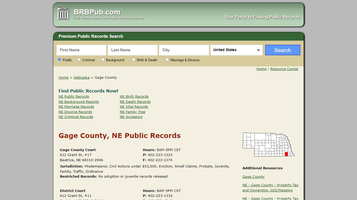 Gage County Public Records | Search Nebraska Government Databases - BRB Pub